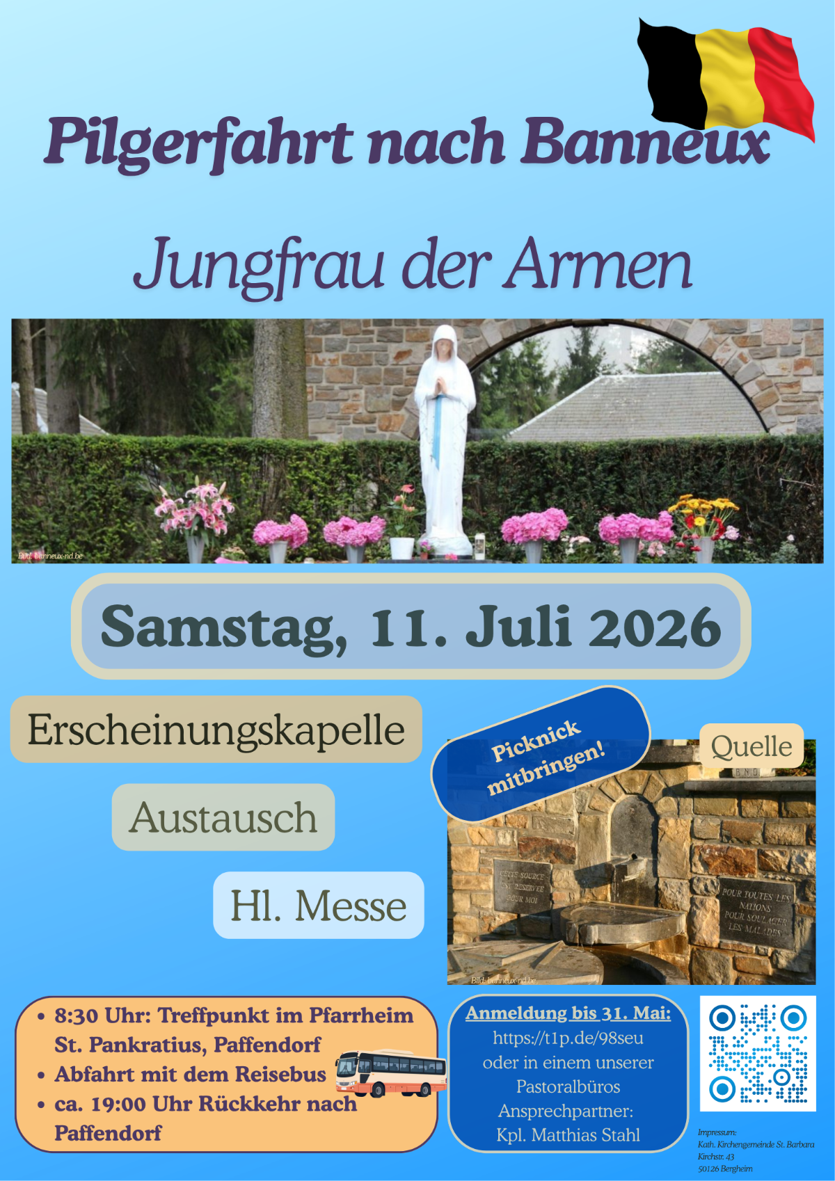 Flyer Pilgerfahrt Banneux