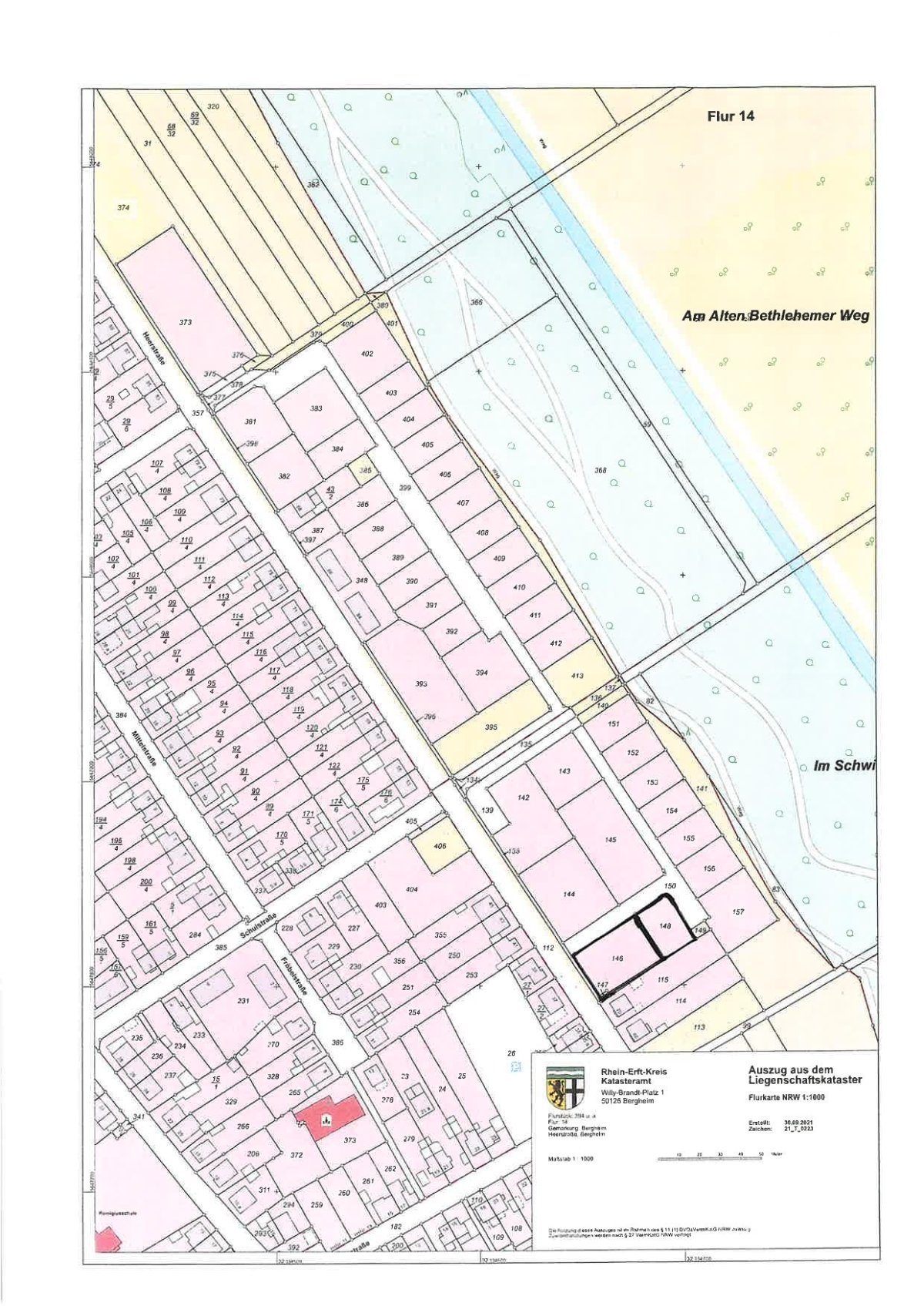 Lageplan Flurstück 146, 148-1