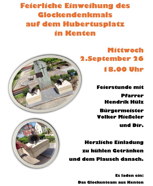Plakat - Einweihung der Glocken am 2.9