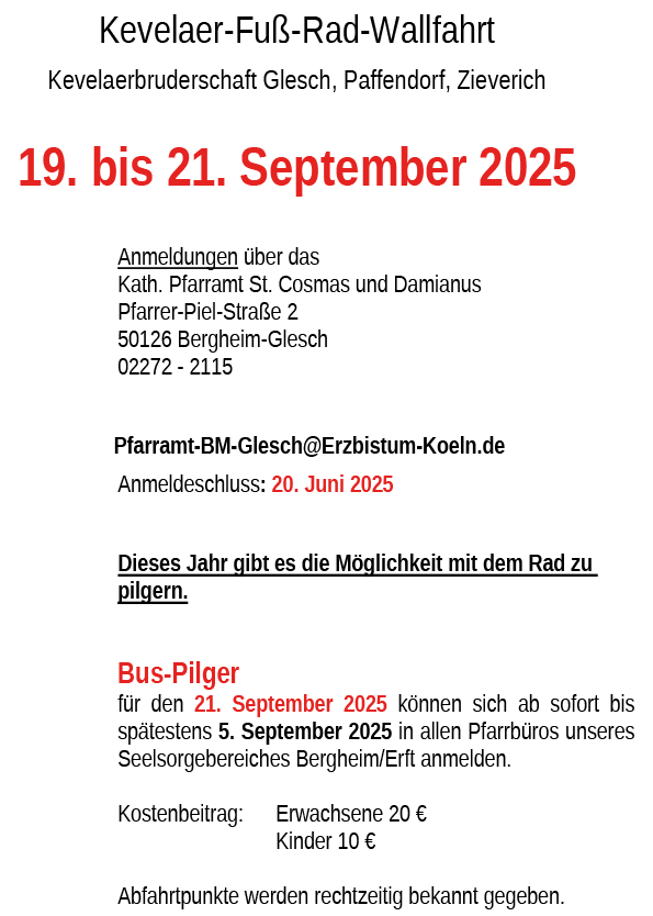 Plakate Kevelaer 2025